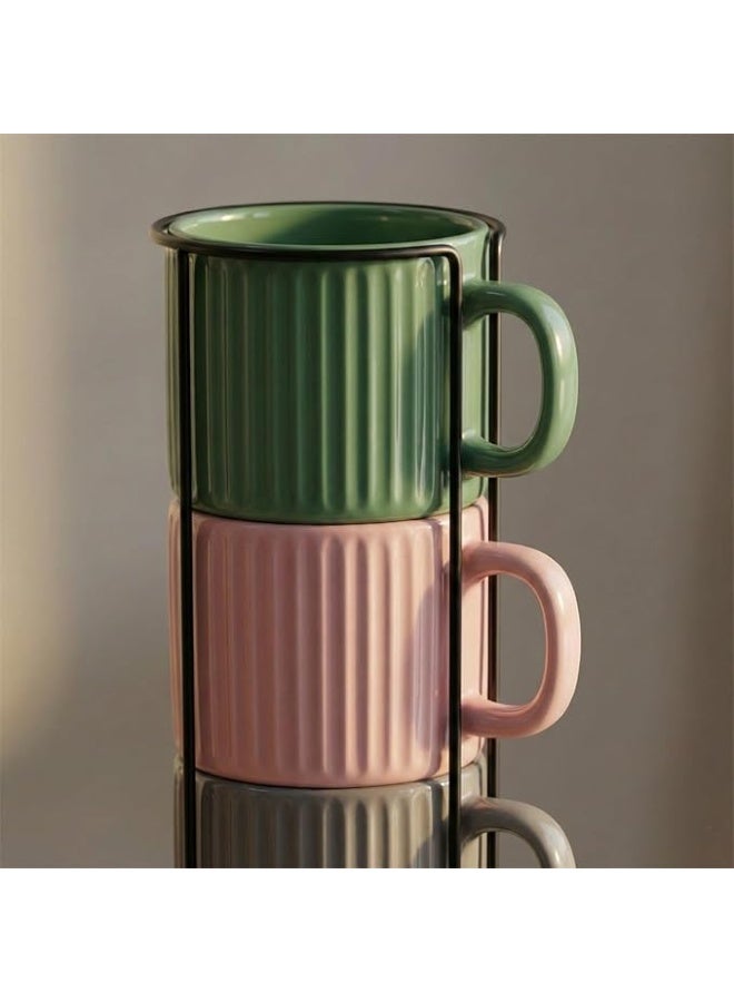 4 Piece Elegant Ceramic Cup Set with stand - Image 2